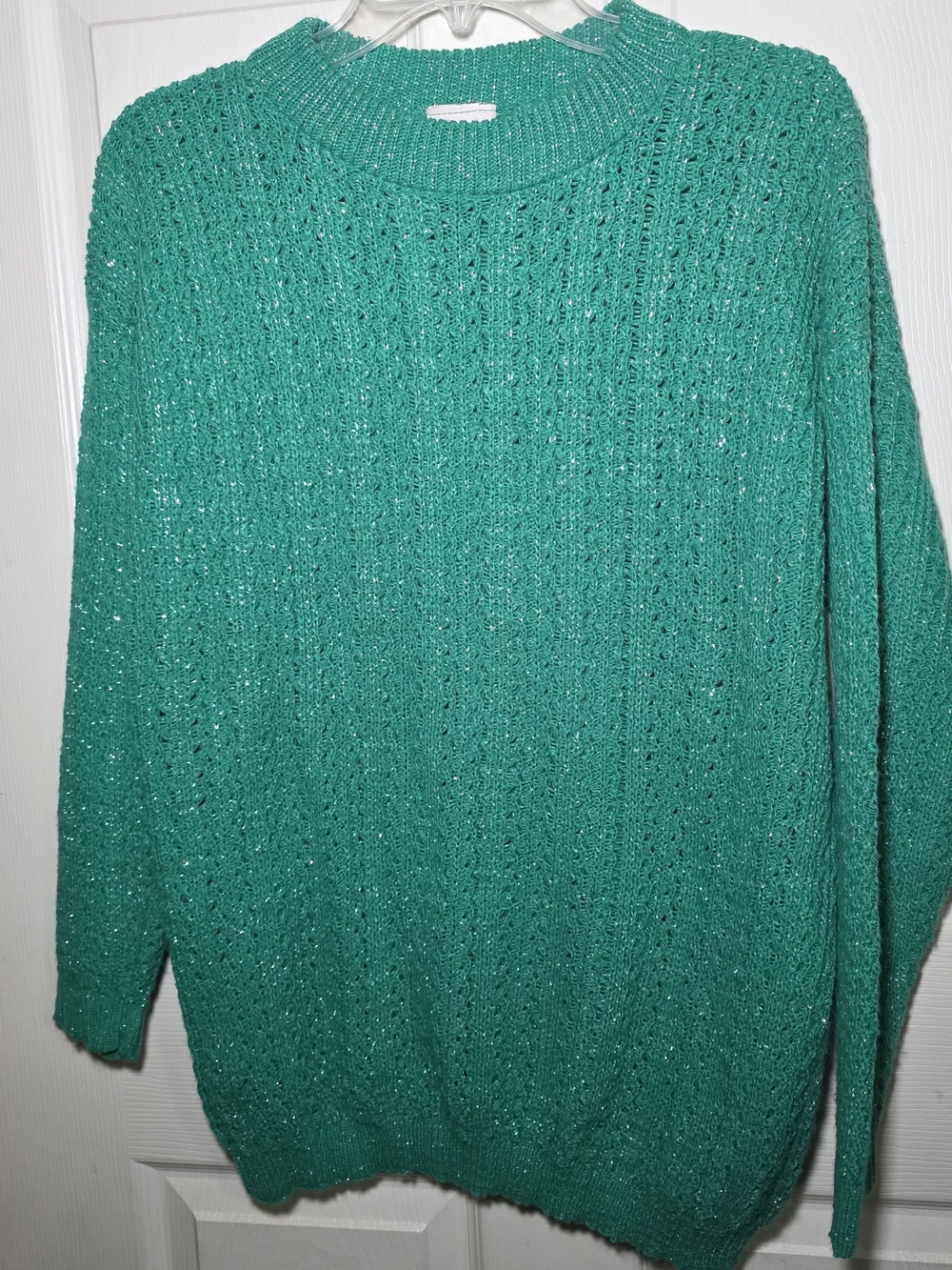 1980s Green Metallic Crewneck Sweater - Unbranded